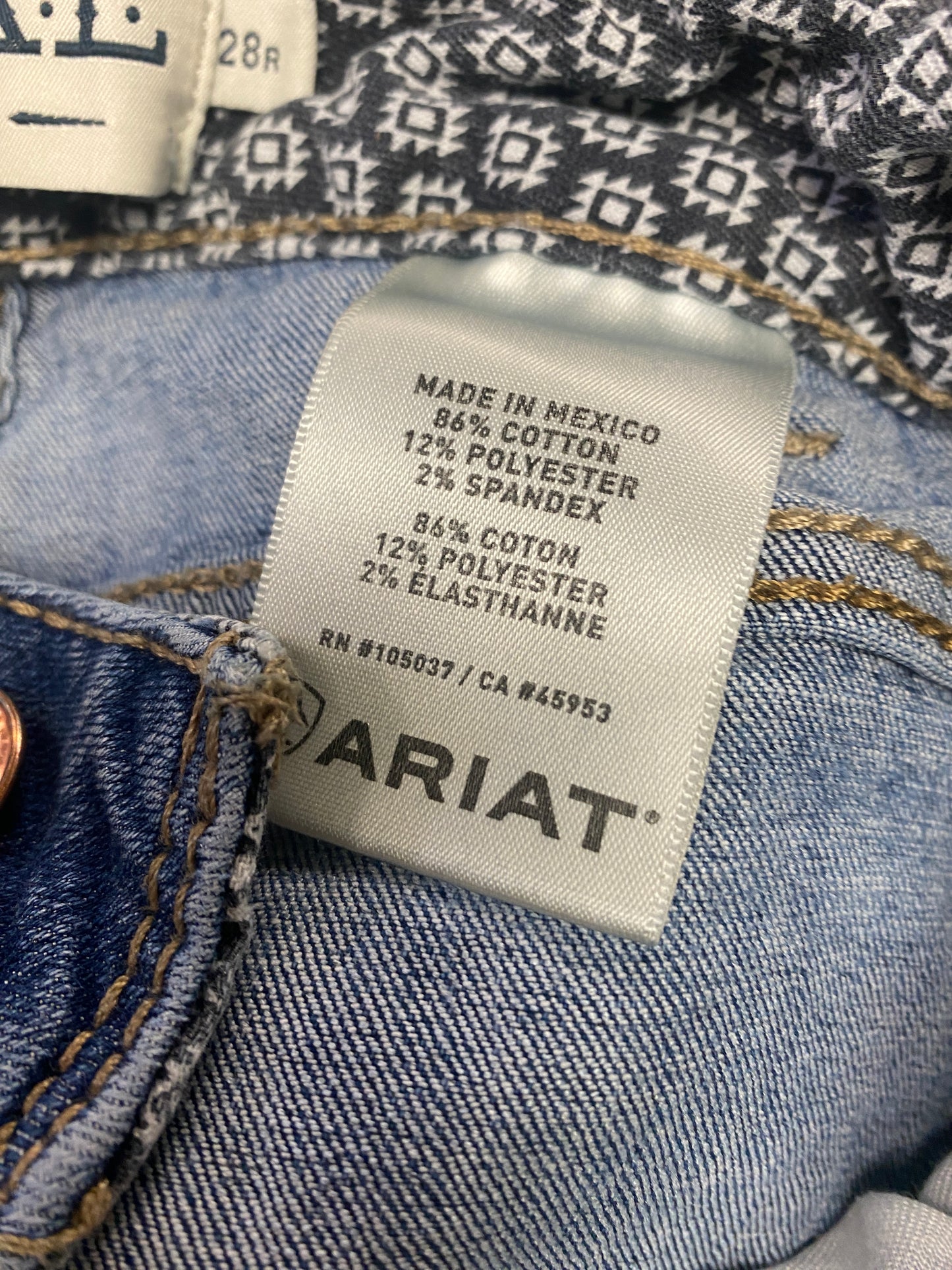 28R Ariat Real Denim Perfect Rise Boot Jeans