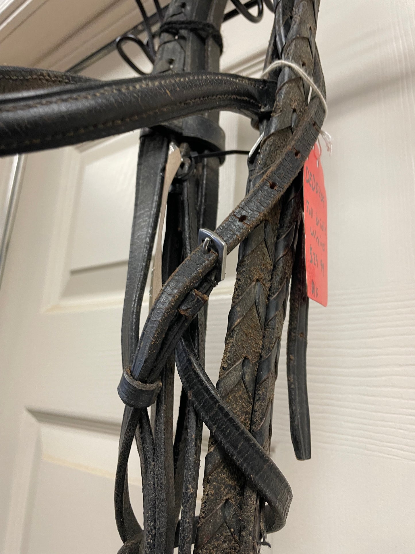 Full size black snaffle bridle W/Laced reins