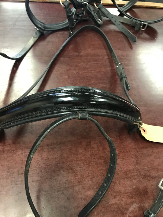 Cob shiny black crank noseband padded