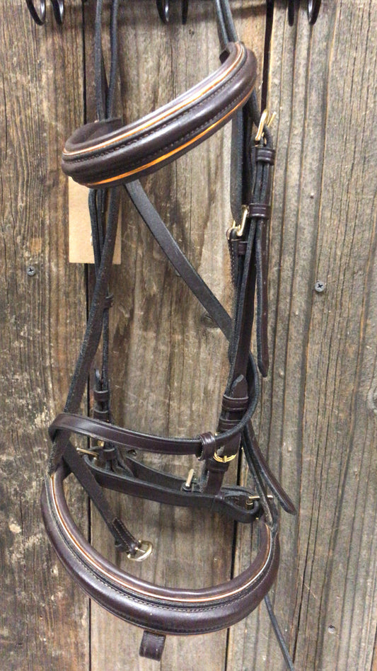 F Brown dressage crank noseband bridle