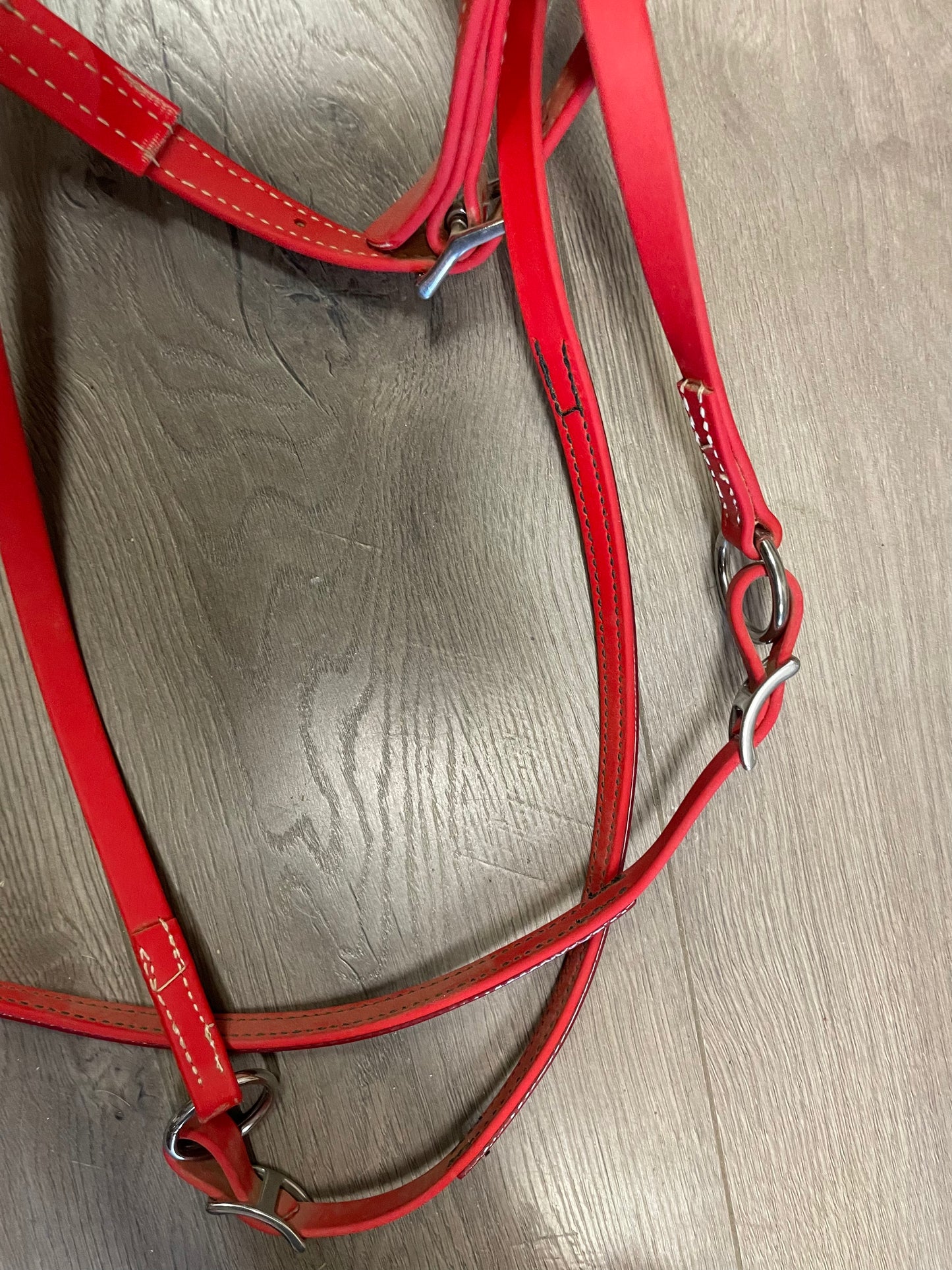H Red Biothane Bitless bridle