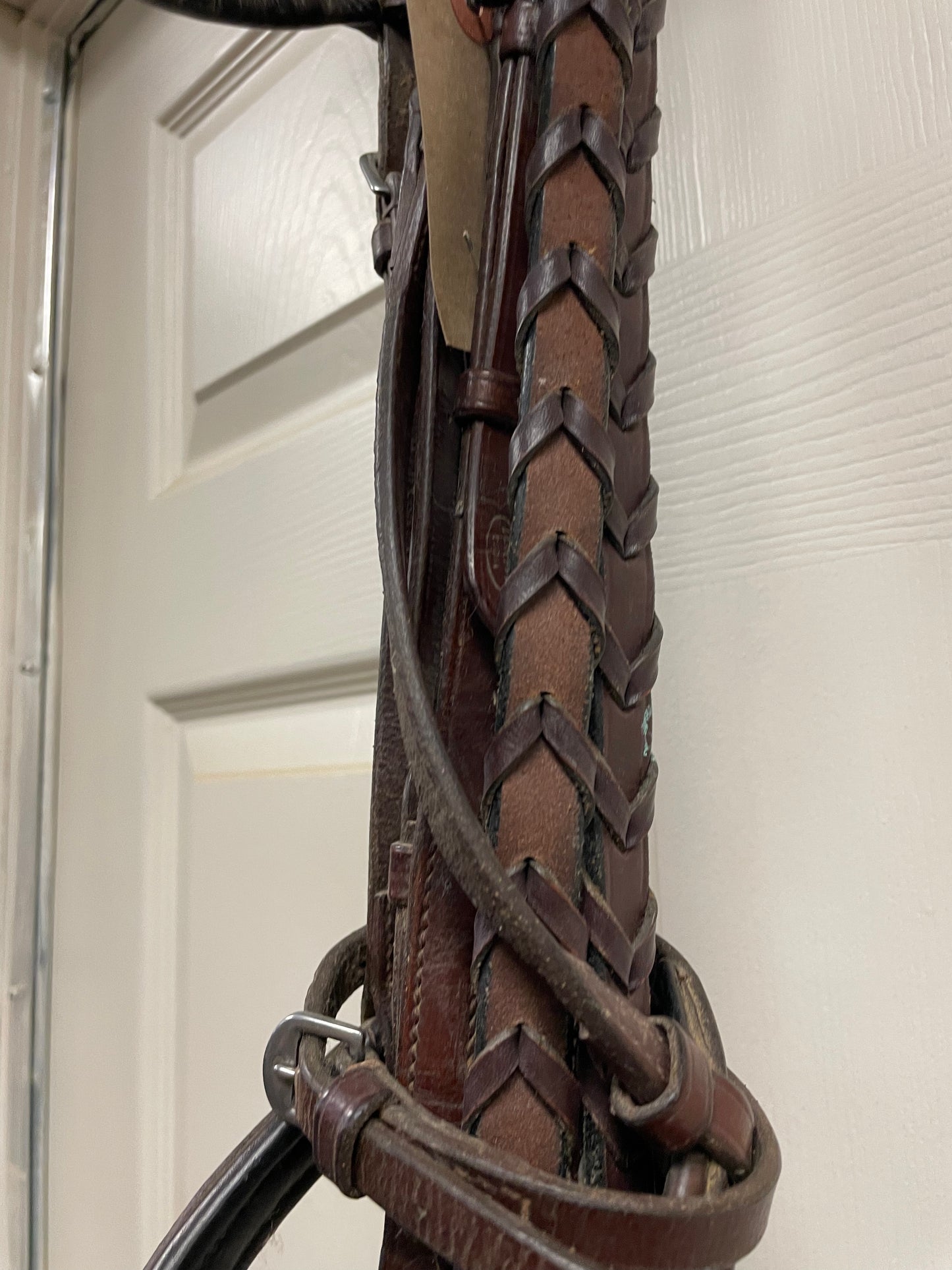 Full size plain raised padded bridle w/Laced reins