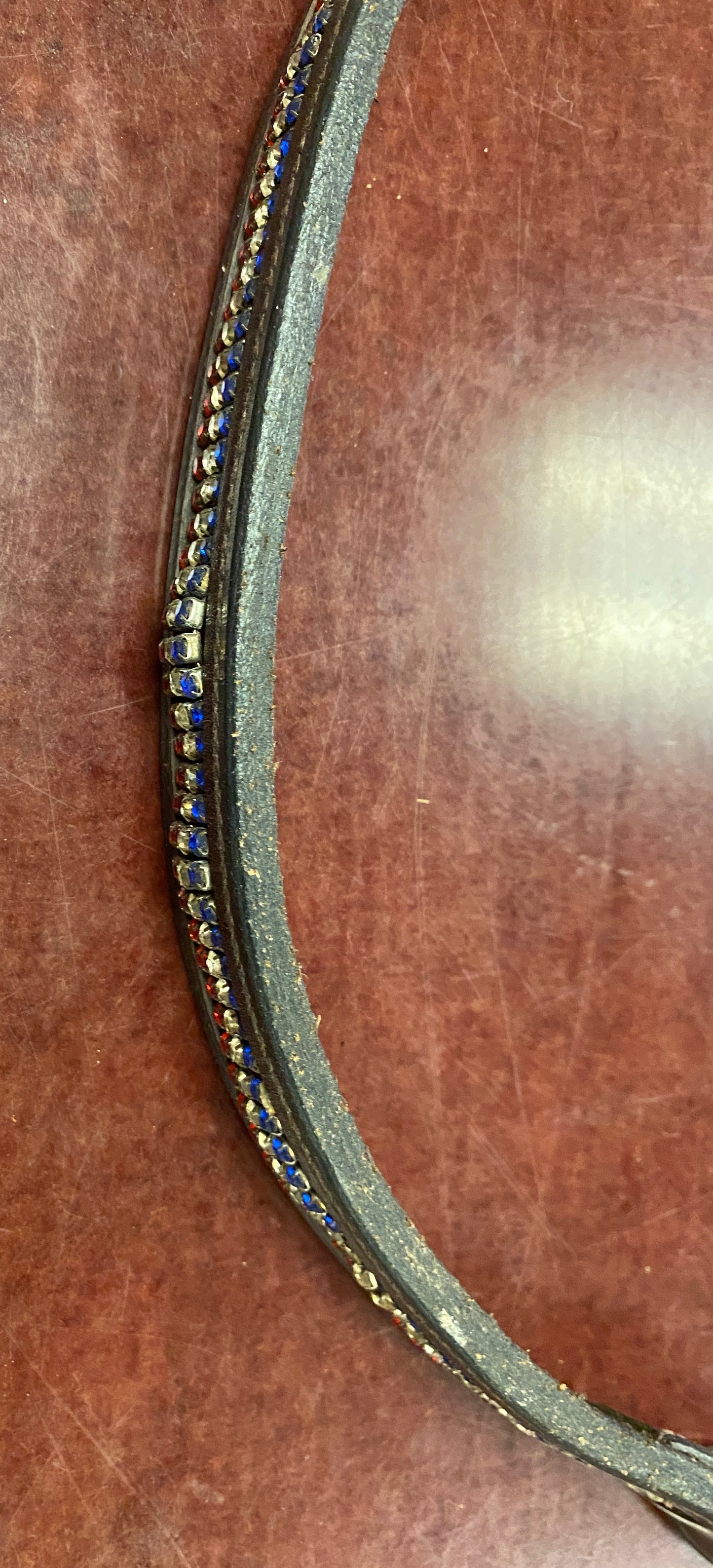 Cob Red/White/Blue Brown Crystal Browband