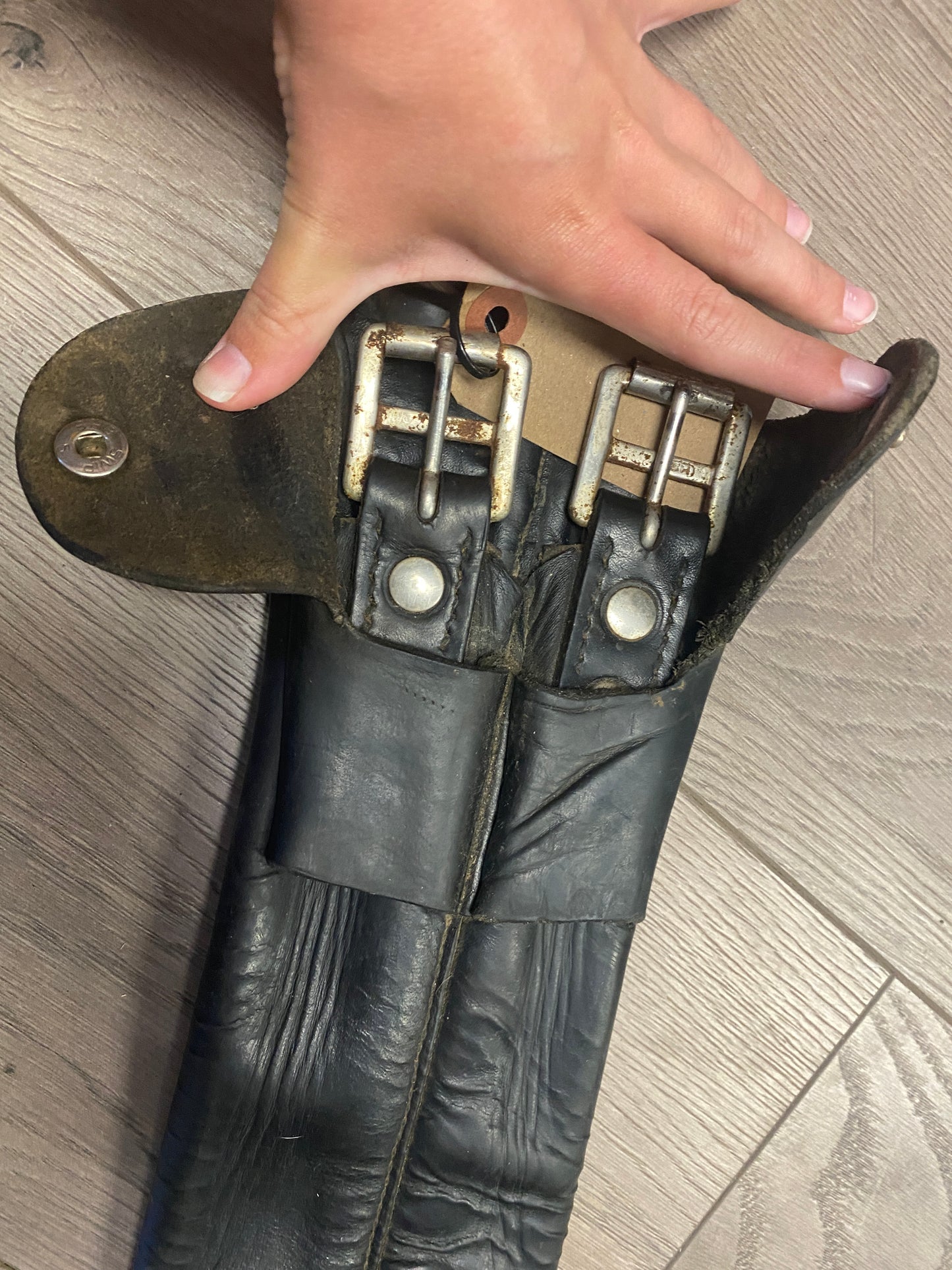 24” Black Leather Dressage Girth