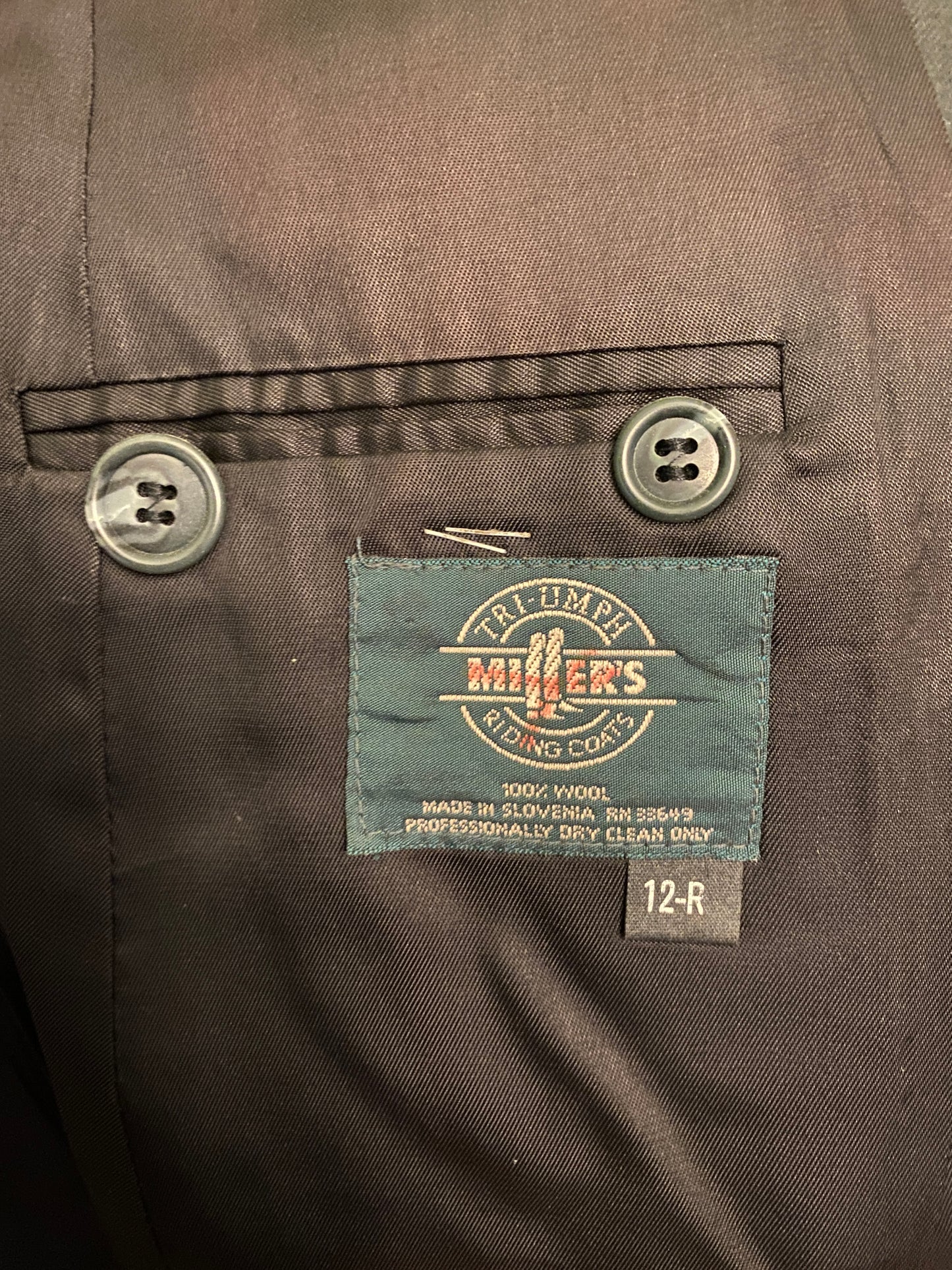 12R Millers Black Hunt Coat