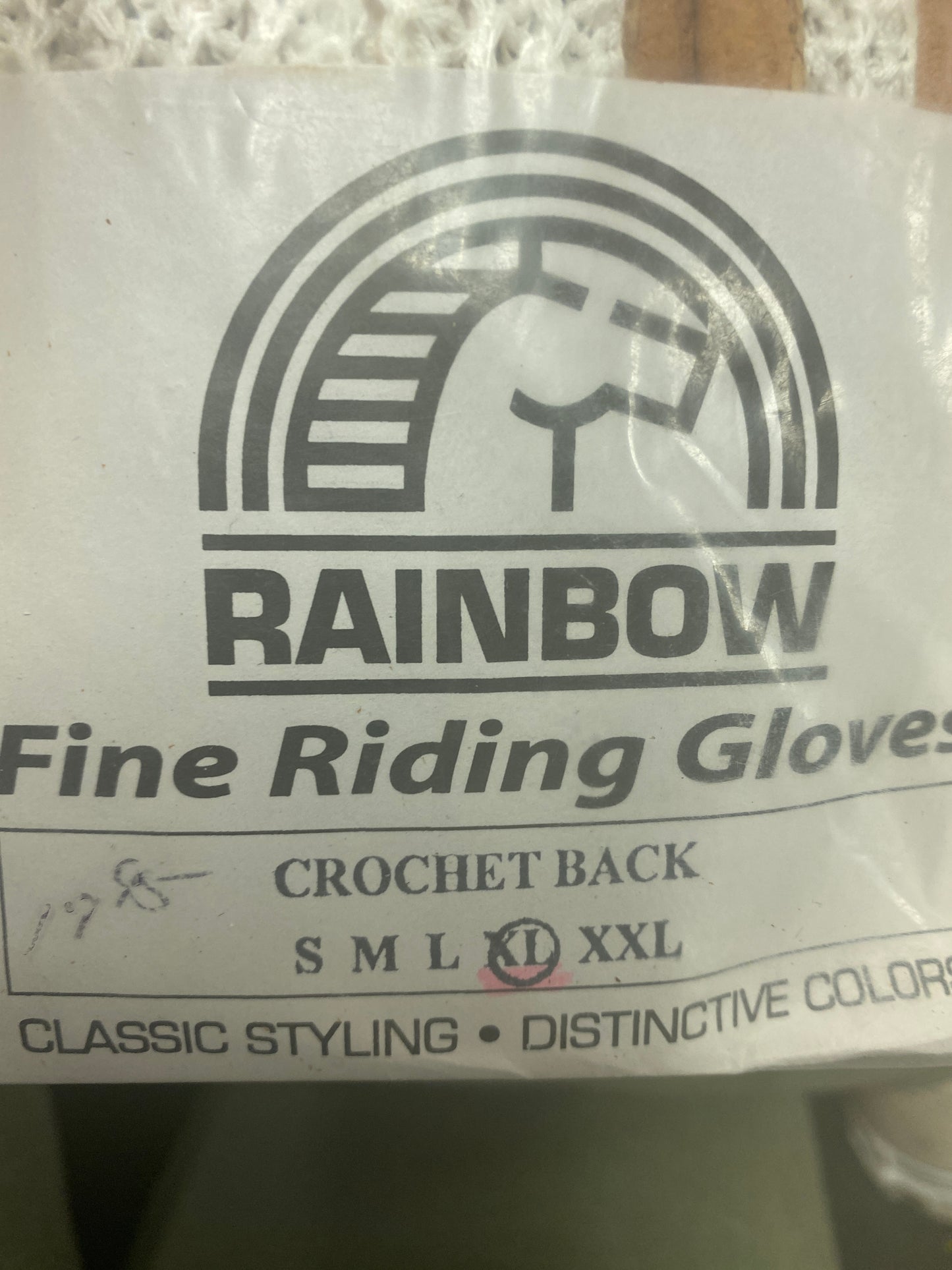 XL Rainbow Tan Crochet Back Gloves