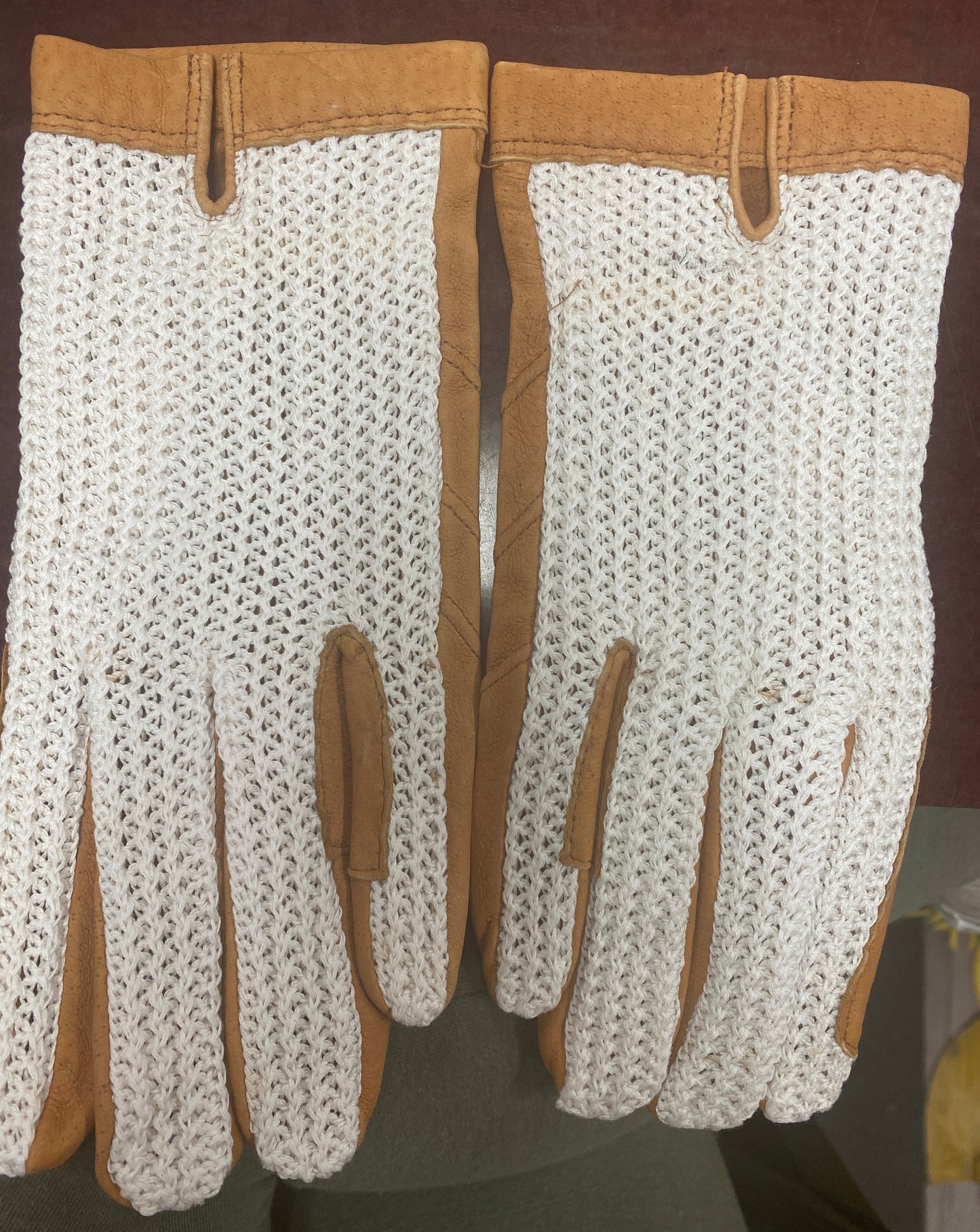 XL Rainbow Tan Crochet Back Gloves