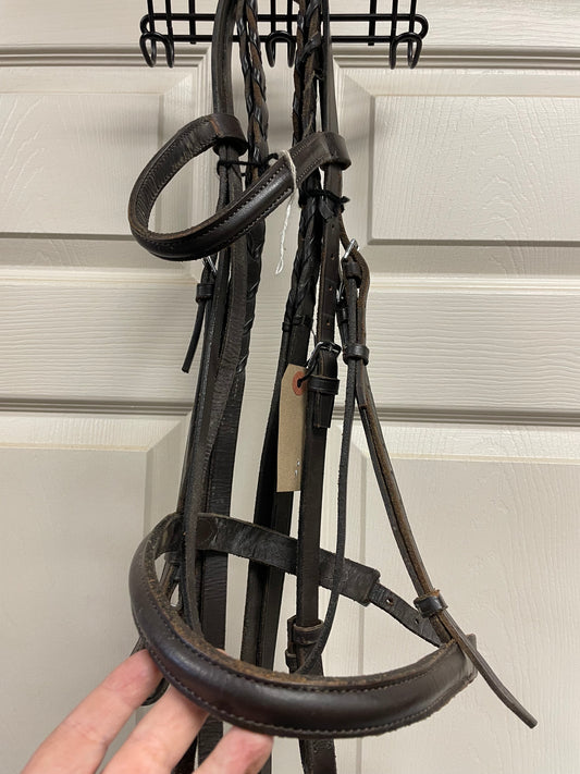 H plain Raised Hunter Bridle W/Reins