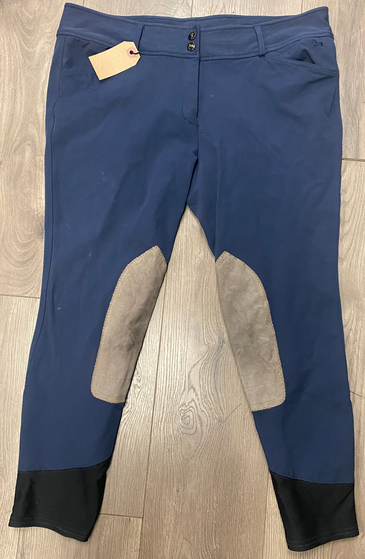 34R RJ Classics Blue Knee Patch Breeches