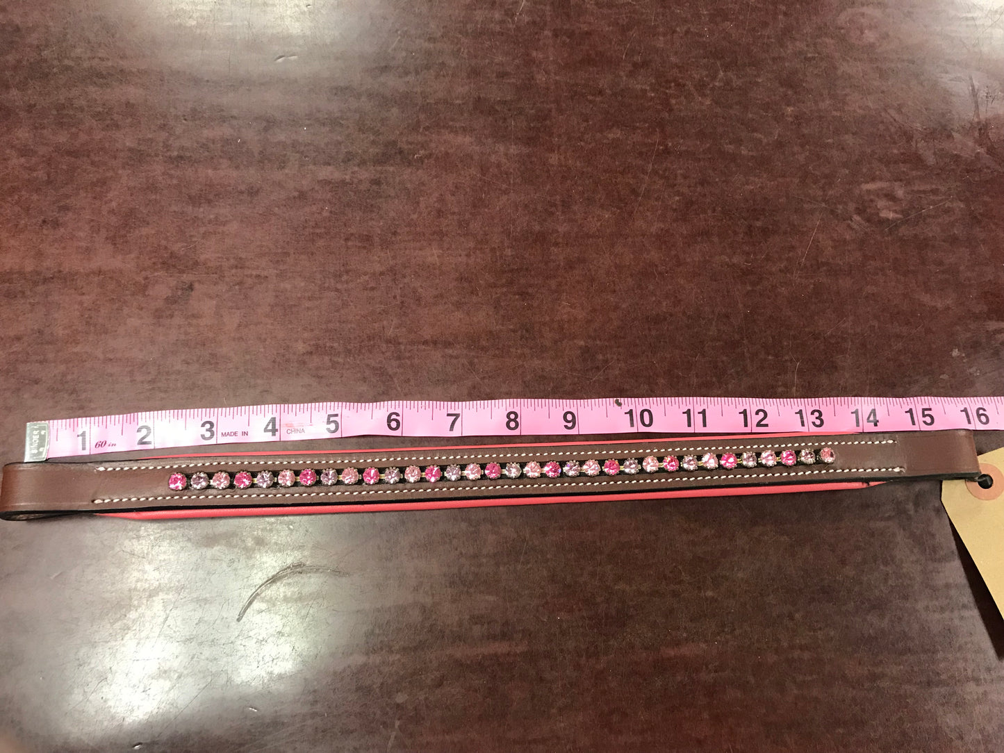 Pink padded bling browband brown