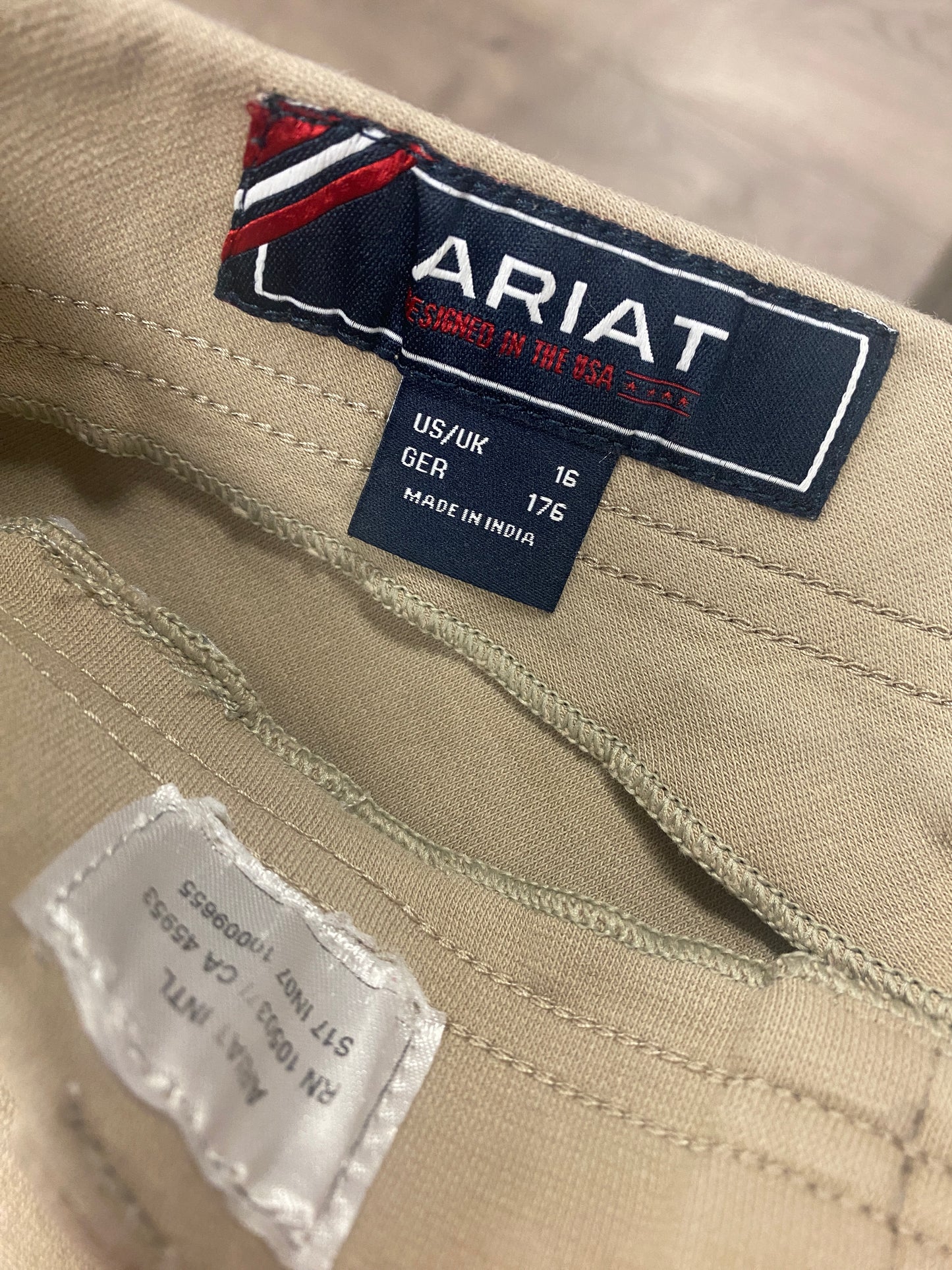 16 Ariat Tan Pull On Breeches