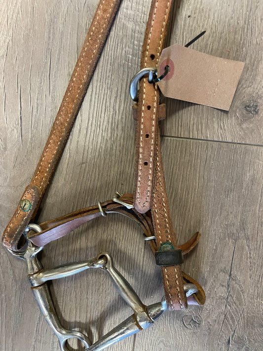 One Ear tan Headstall w/bit