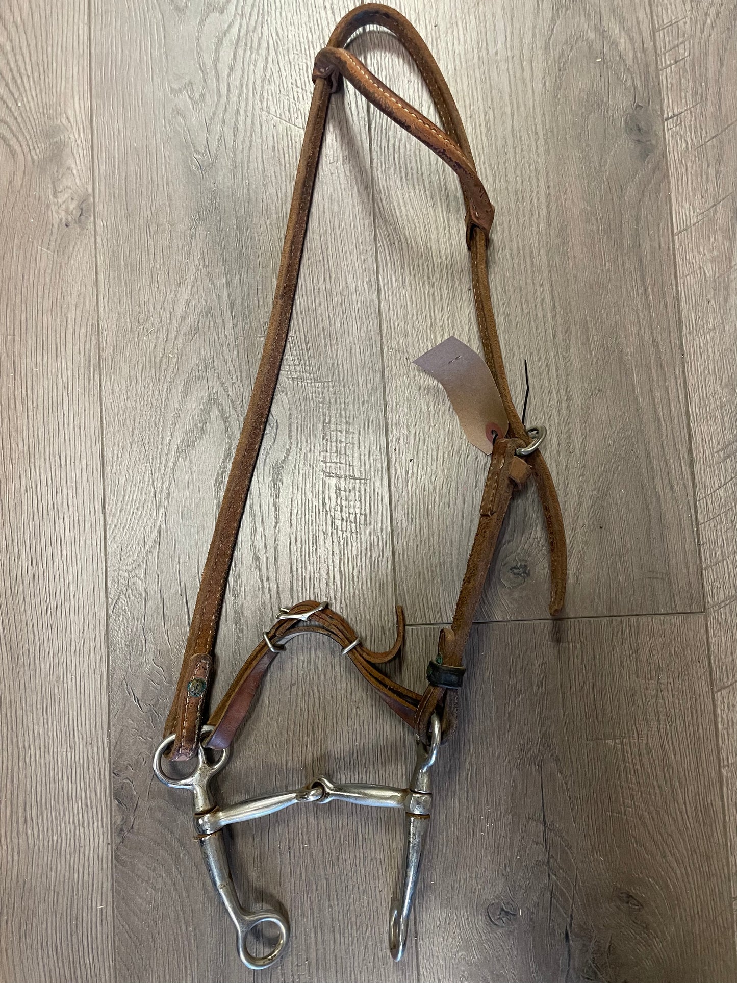 One Ear tan Headstall w/bit