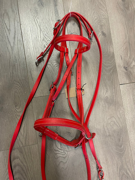 H Red Biothane Bitless bridle