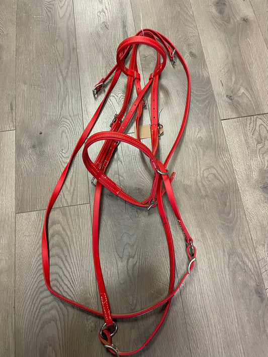 H Red Biothane Bitless bridle