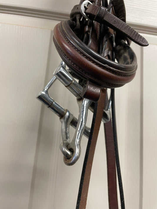 Full size plain raised padded bridle w/Laced reins