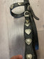 Black leather headstall with hearts