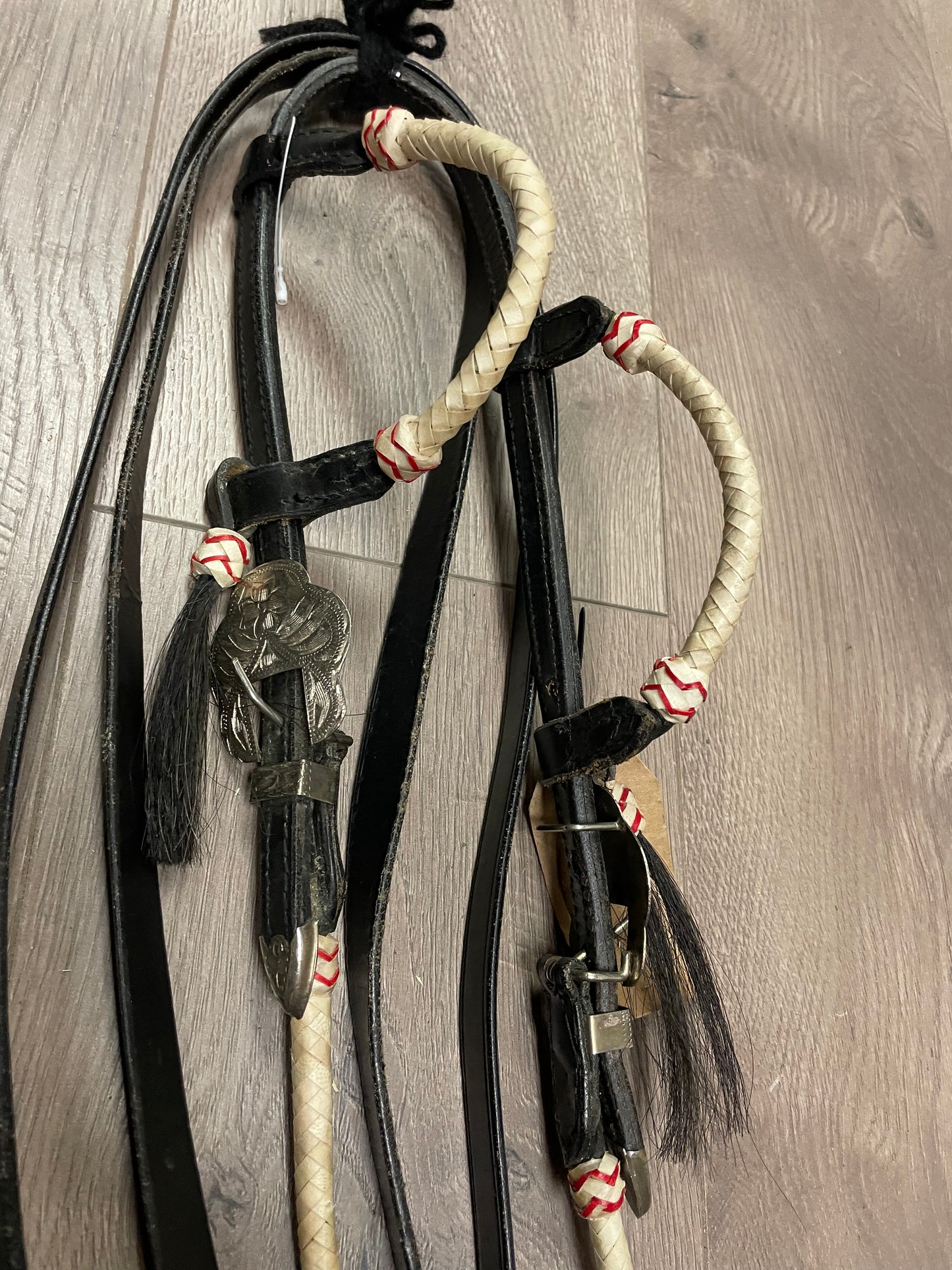 Black Headstall with reins double ear