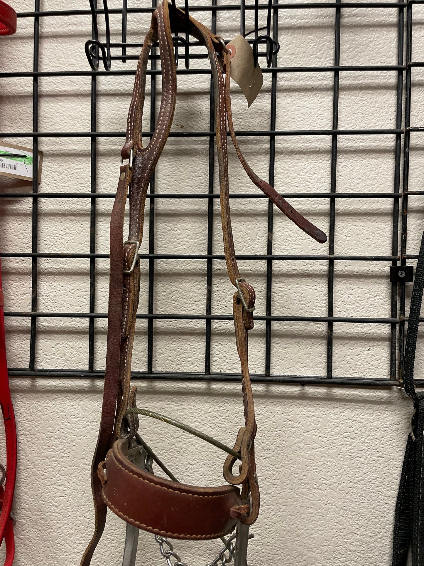 One ear bridle w/hackamore bit and wire tie down