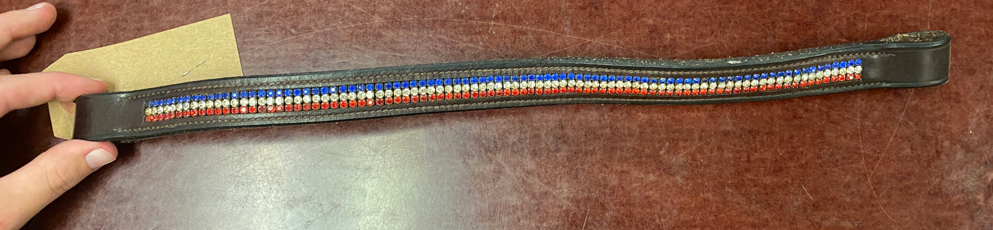 Cob Red/White/Blue Brown Crystal Browband
