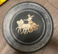 Black Hand Painted Plate with White Chariot